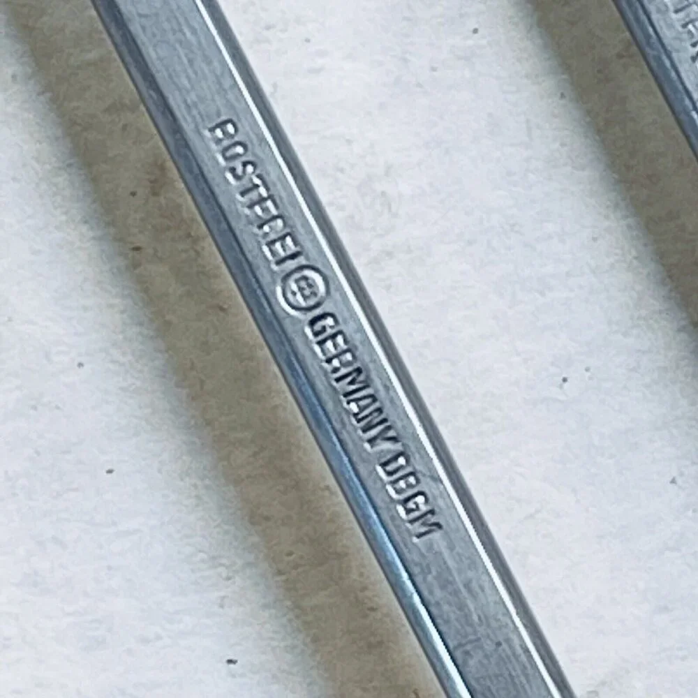 Rostfrei Fondue Forks Germany Stainless Steel 2 Prong‎ Wood Handles Mid Century